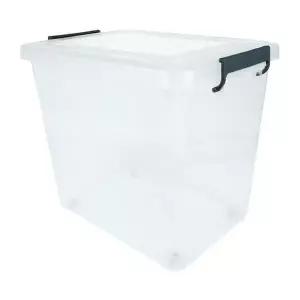 공간 리빙박스 투명 65L(손잡이-다크블루)