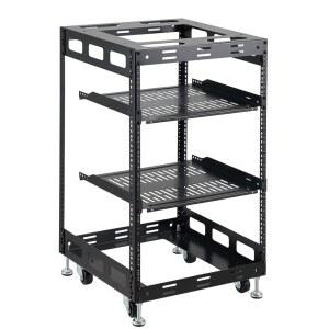 서버 및 AV 장비를 위한 Tedgetal 15U 프레임 랙 - 선반 2개, 수평 조절 피트 4개, 캐스터 4개 벽걸이 디자인