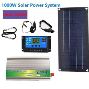 1000W 태양 광 발전 시스템 전지 패널 키트 12V ~ 220V 10A-60A 컨트롤러 가정용 자동차 캠핑 백업 충전기