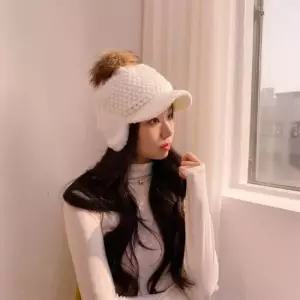 빵모자 소프트 니트 토끼 겨울 폼폼 귀마개 캡 3Color