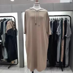 보니스팍스 후드 우븐배색 저지 옆트임 롱 원피스AA38OP030 542772