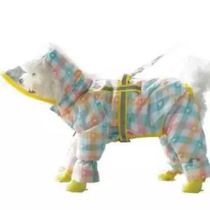 [반려] 애견 반려견 우의 체크 옷 강아지 산책 우비 강아지옷