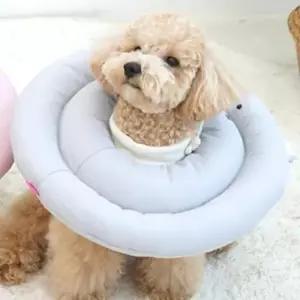 [반려] 넥카라 핥음방지 고양이 쿠션 강아지 그레이 M 깔대기