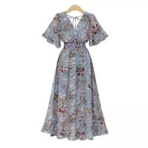 여성 플라워 쉬폰 원피스 여름 롱원피스 썸머 드레스