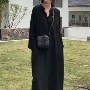 여성 2컬러 차이나카라 모던 셔츠원피스 롱원피스