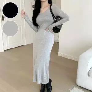 긴팔 롱원피스 꾸안꾸 면 슬립 봄 가을 기본 홈드레스