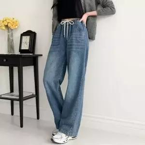 스트레이트 기본핏 여자 밴딩 청바지 일자핏 데님 팬츠