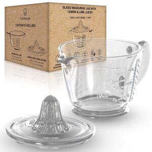 커틀랩 유리 2컵 착즙기(클리어) - 레몬 및 라임 수동 압착기, 시트러스 리머
