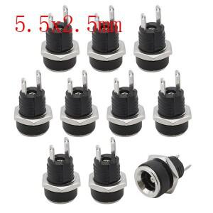 5.5mm x DC 전원 잭 암 커넥터 너트 패널 마운트 공급 장치 터미널 5.5x2.5mm 플러그 소켓 어댑터