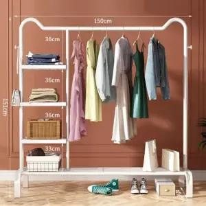 [JED] 화이트 옷걸이 행거 선반형 고양이 귀 150cm