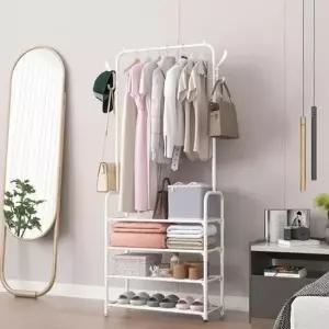 [JED] 화이트 4단 행거 선반 일체형 160cm