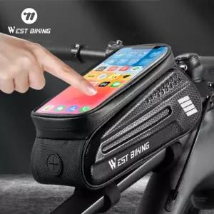웨스트 바이킹 자전거 가방 7.0인치 폰 터치스크린 EVA 하드쉘 방수 프론트 프레임 MTB 로드