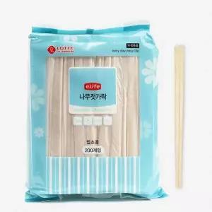 나무젓가락 200개입 위생 일회용 젓가락 업소용