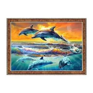퍼즐 1000피스 직소퍼즐 액자세트 돌고래의 비상 앤틱골드