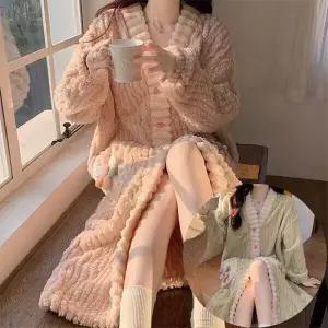 [로즈엘리]극세사 롱원피스 수면잠옷 겨울 홈웨어 원피스 2컬러 2026