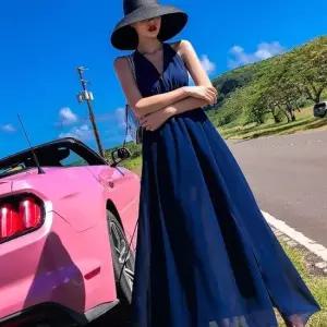 여자 비치원피스 홀터넥 쉬폰 여름 해외여행 롱원피스