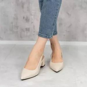 [옷자락]여성코 블록힐 슬링백 일상용 미들힐 슈즈