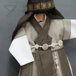 [한설한복]한설한복H5692 반팔 브라운 시스루 철릭 무사복 아동한복