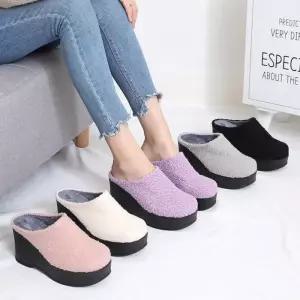 여자 겨울 따뜻한 털안감 웨지 슬리퍼