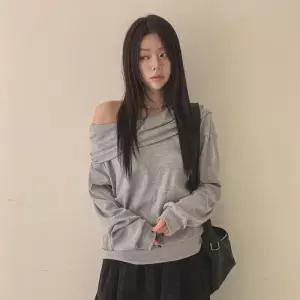 [옷자락]여자 투웨이 후드 오프숄더 캐주얼 맨투맨