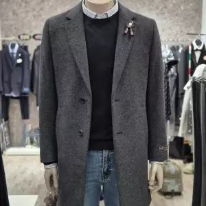 [트루젠]차콜 그레이 캐시미어 블랜딩 하프 체스터 반코트(GTFWLCM031)460_DG