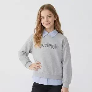 [행텐주니어]틴즈 여아 데님 레이어드 카라 맨투맨(14560-131-211-07)