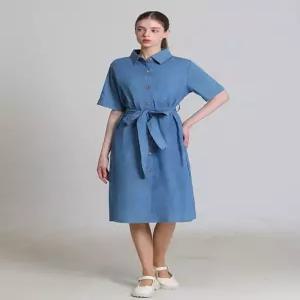 [쉬즈미스][오조크(OZOC)] 벨티드 데님 셔츠 원피스 (택가격 62000원)