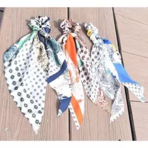 [반려] 빈티지 머리끈 스카프 엔틱 패턴 롱 리본 3Colors