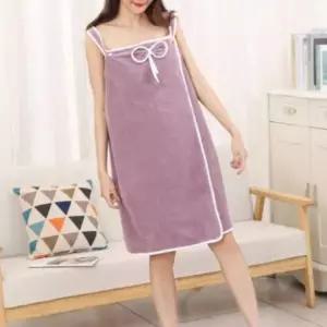 목욕가운 극세사 원피스 샤워가운 퍼플