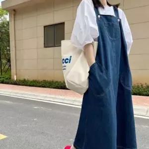 캐주얼 원피스 빅사이즈 데님 멜빵 여성
