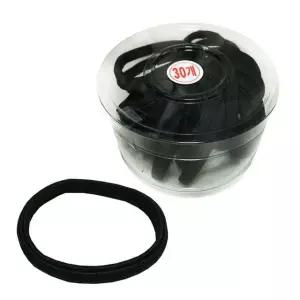 매듭없는 납작주름 검정고무줄 30P 코사지통 머리끈