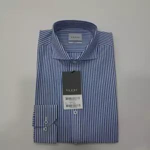 [예작]코튼폴리 남성긴소매 스트라이프 슬림핏 와이드카라 YJ3SBS162BL