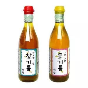 해달 참기름 350ml 1병+들기름 350ml 1병 벌크 에어셀