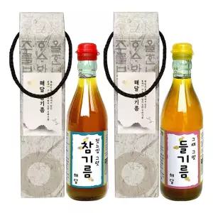 해달 참기름 350ml 1병+들기름 350ml 1병 개별케이스