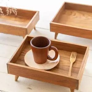 트레이 높은 다리 직사각 L사이즈 원목 쟁반 플레이트