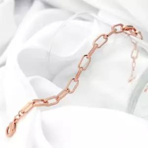 생일선물팔찌 로즈골드 베이직 볼드 체인 패션 팔찌 14kgp