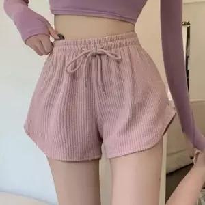 골지 주름 여자 밴딩 숏 반바지 여름 홈웨어 핫팬츠