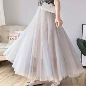 여성 그라데이션 밴딩 롱스커트 쉬폰스커트 A 스커트