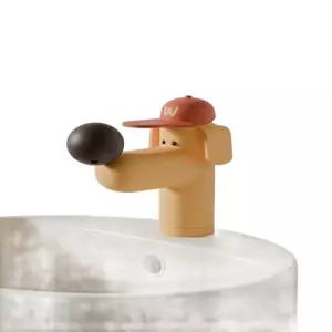 풀아웃 세면대용 화이트 온수냉수 수도꼭지 수전 귀여운 강아지 화장실 포
