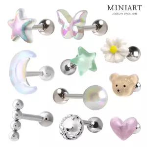 [미니아트] 써지컬 데일리 통통 별 하트 패션 피어싱 (한쪽)