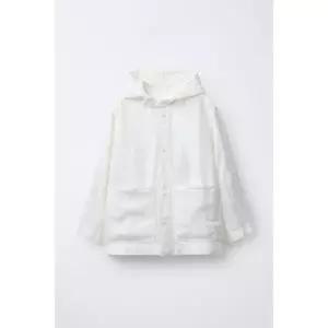 국내배송 ZARA 자라 주니어 키즈 100% 린넨 후드 오버셔츠 화이트 7446558250 1894280