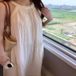 스런 하늘하늘 시원한 민소매 홀터넥 롱 썸머원피스