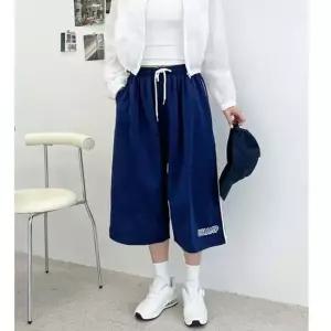 여름 쿨링 5부 반바지 여성 밴딩 와이드 버뮤다 팬츠 데일리 트레이닝 하의 14A