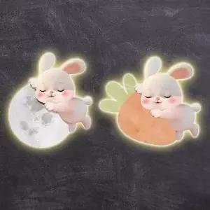 래빗 인테리어 당근토끼 잠자는 액자 홈테코 달토끼 그림 벽화 LED 귀여운 무드등