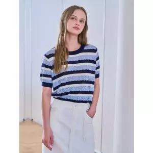 [하프클럽/코인코즈]스트라이프 반팔 니트_DZ5MP091