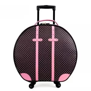 레트로 라운드 소프트캐리어 커피핑크 가죽 인테리어