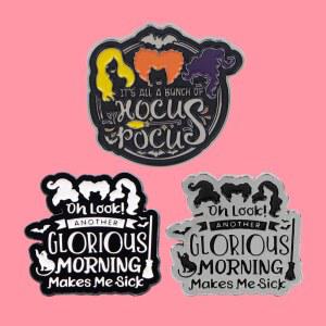 할로윈 마녀 핀 코미디 영화 캐릭터 브로치 의류용 에나멜 금속 액세서리 선물