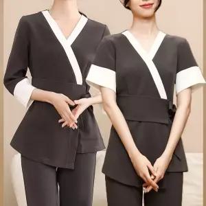 한복 유니폼 개량 식집 법복 여성 스님 미용실 단체복 조끼