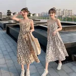 여자 꽃무늬 플라워 끈나시 롱 원피스 여름 민소매
