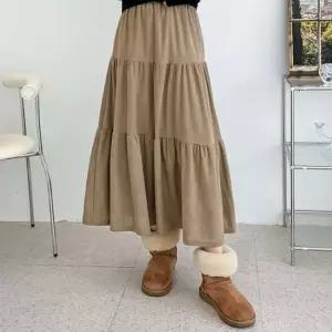 코듀로이 주름 플리츠 치마바지 A라인 롱스커트 허리밴딩 3컬러 14종